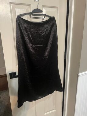 Gracia Black Satin Maxi Skirt